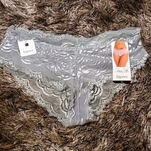 Silver Lace Hipster Panties XL NWT